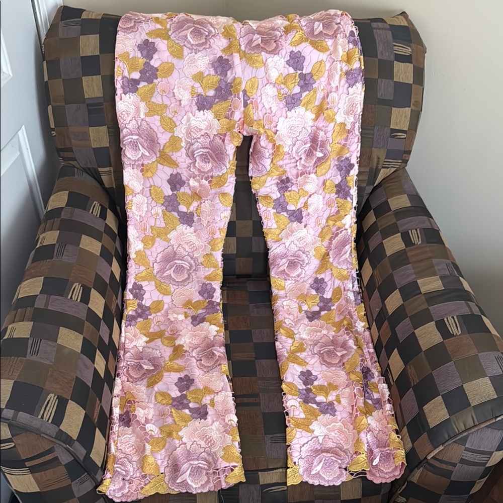 Fashion Nova Pink and Yellow Floral pantsuit - Picture 2 of 11